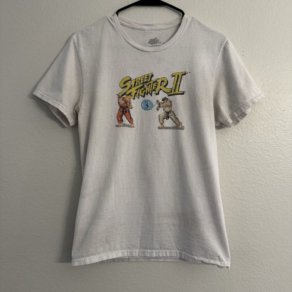 Vintage Street Fighter II White Capcom 100% Cotton Video Game T-Shirt Size S